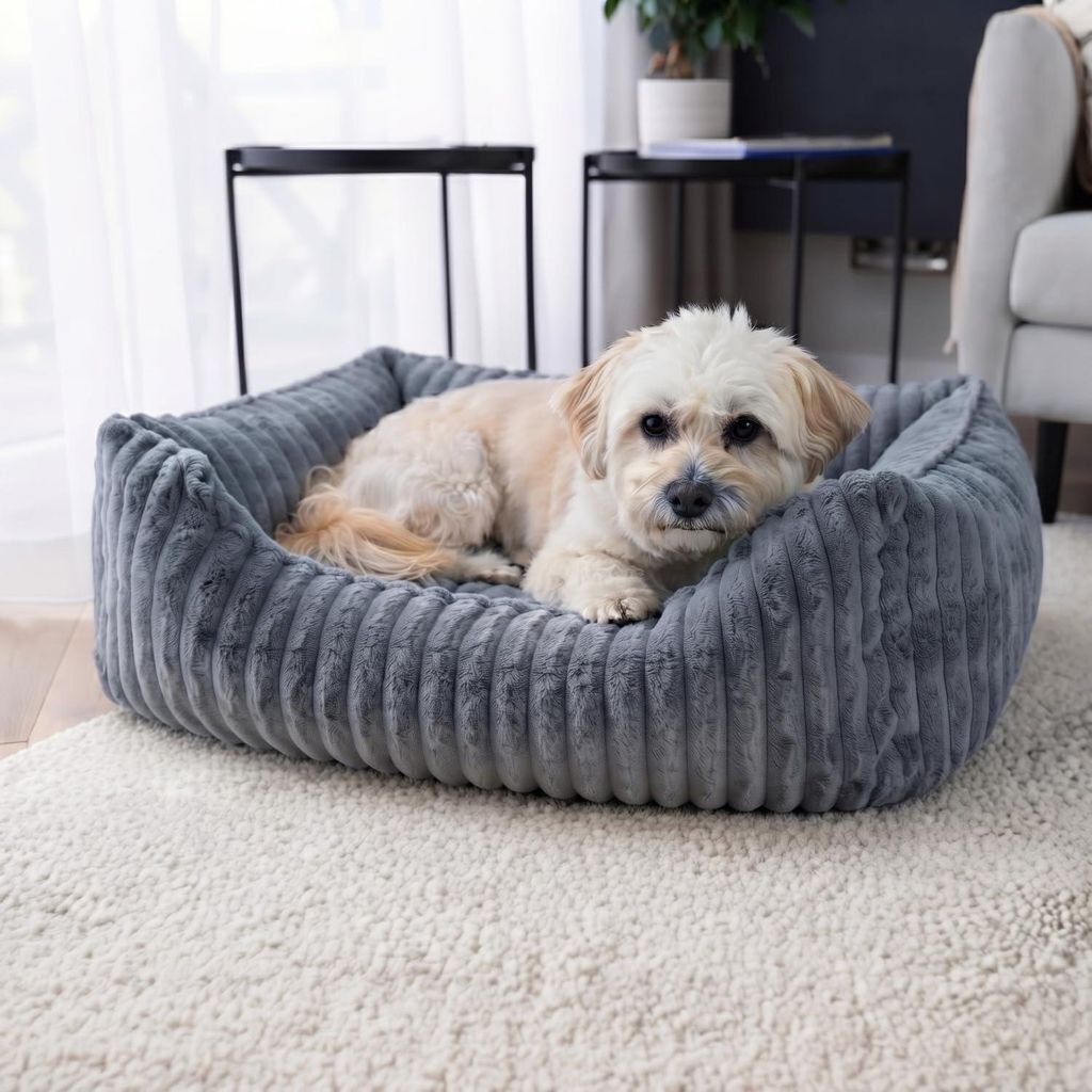 4L Textil BELLA Plüsch-Hundebett und Katzenbett mit breiten Produktbild 