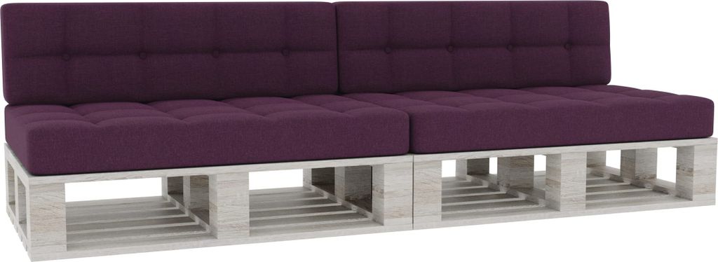 Palettenkissen, Palettenauflagen Sitzkissen Rückenlehne Gesteppt PFG 2xSet (Sitzkissen 120x80 +Rückenlehne 120x40), Violett)