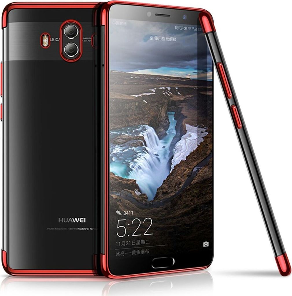 Handy Hülle Schutz Case für Huawei Mate 10 Lite Durchsichtig Transparent Rot