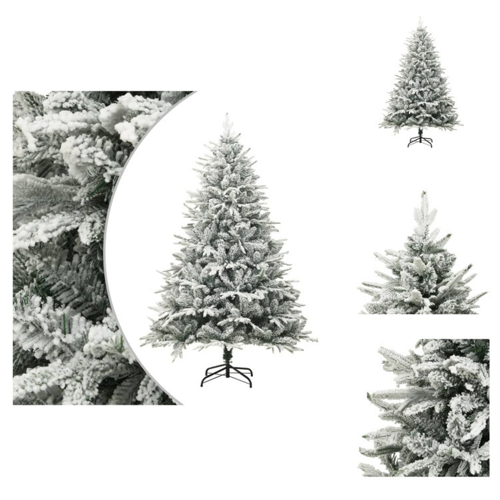 vidaXL Künstlicher Weihnachtsbaum Beschneit Grün 180 cm PVC PE - Weihnachtsbäume