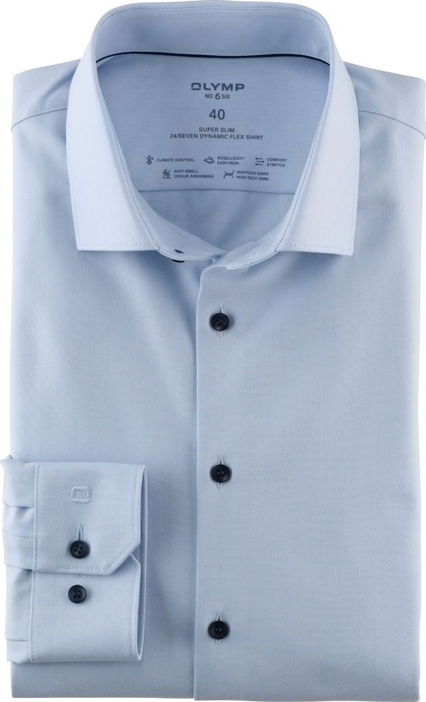 Olymp Business-Hemd Nr. 6 super slim fit hellblau einfarbig Baumwolle