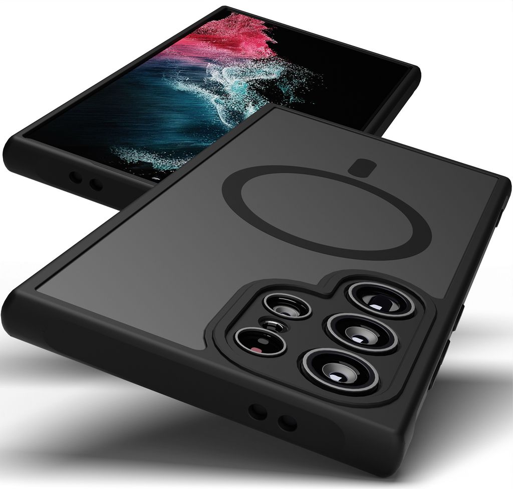 Hülle für Samsung Galaxy Schwarz Magnetische MagSafe Case für S23, S24, S25 + Ultra Kameraschutz Stoßfest Dünn Handyhülle : Samsung Galaxy S2...