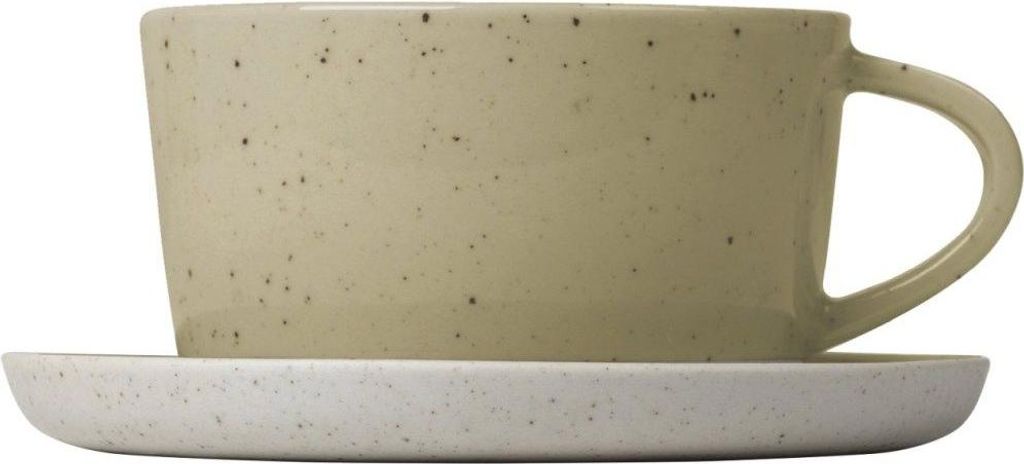 Blomus Kaffeetassen 2er-Set mit Untertassen Sablo Savannah, Keramik, 150 ml, 64339