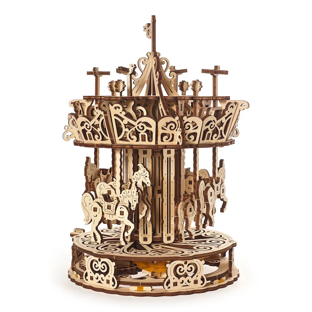 Puzzle 3D Carrousel UGEARS 305 Pièces en Bois pour Maquette Vintage