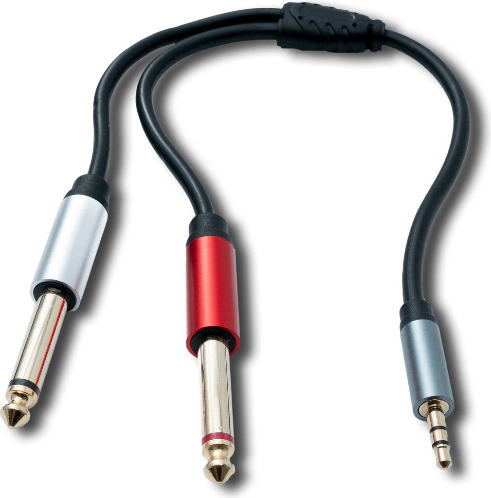 SYSTEM-S Y Audio Kabel 30 cm Stereo TRS 3,5 mm Stecker zu 2x 6.35 mm Klinke TS Stecker