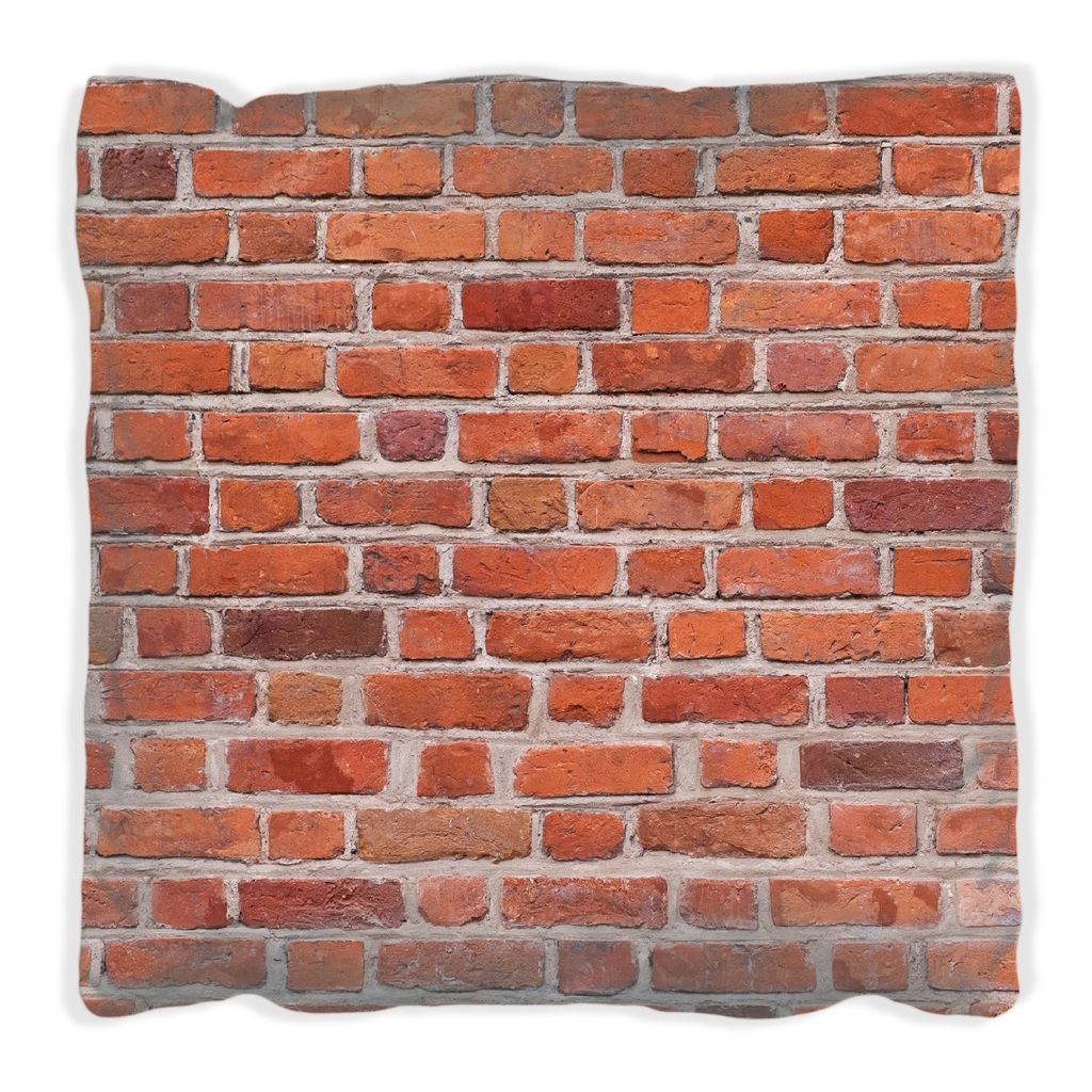 Wallario Premium Kissen, weiche Oberfläche, mit Motiv Rote Ziegelsteinwand - Backsteine, Größe: 30 x 30 cm, mit weißer Rückseite