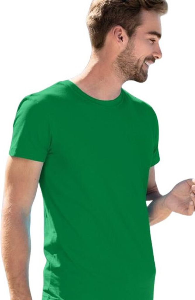 Eng anliegendes Herren-T-Shirt, 100% Baumwolle, unbedruckt, einfarbig, 180g/m2, Farbe Grasgrün, Größe M