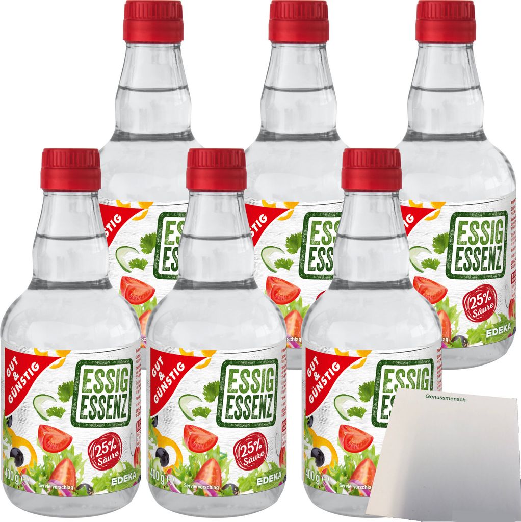 Gut & Günstig Essigesenz 25% Säure 6er Pack (6x400g Flasche) + usy Block