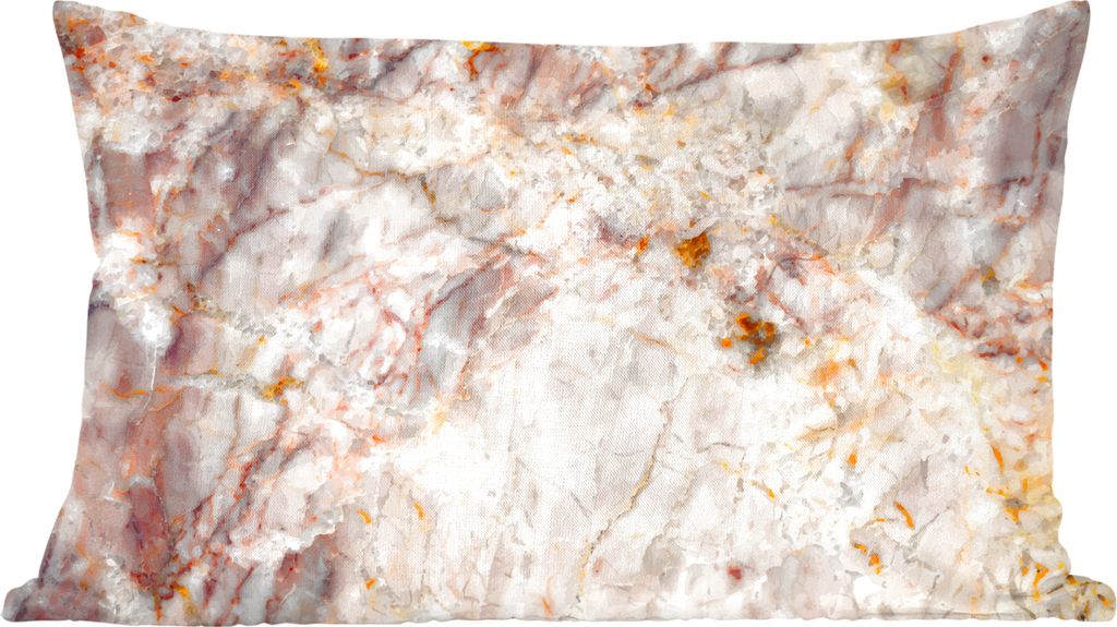 MuchoWow Zierkissen Sofakissen Wohnzimmer Dekokissen 50x30 cm Marmor - Orange - Braun - Wohnzimmerdekoration - Polster mit Photo