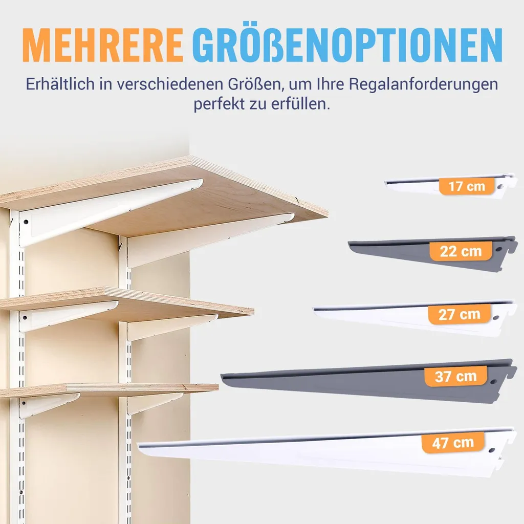Support d'étagère double 27 cm blanc : Fixation stable et robuste - 2