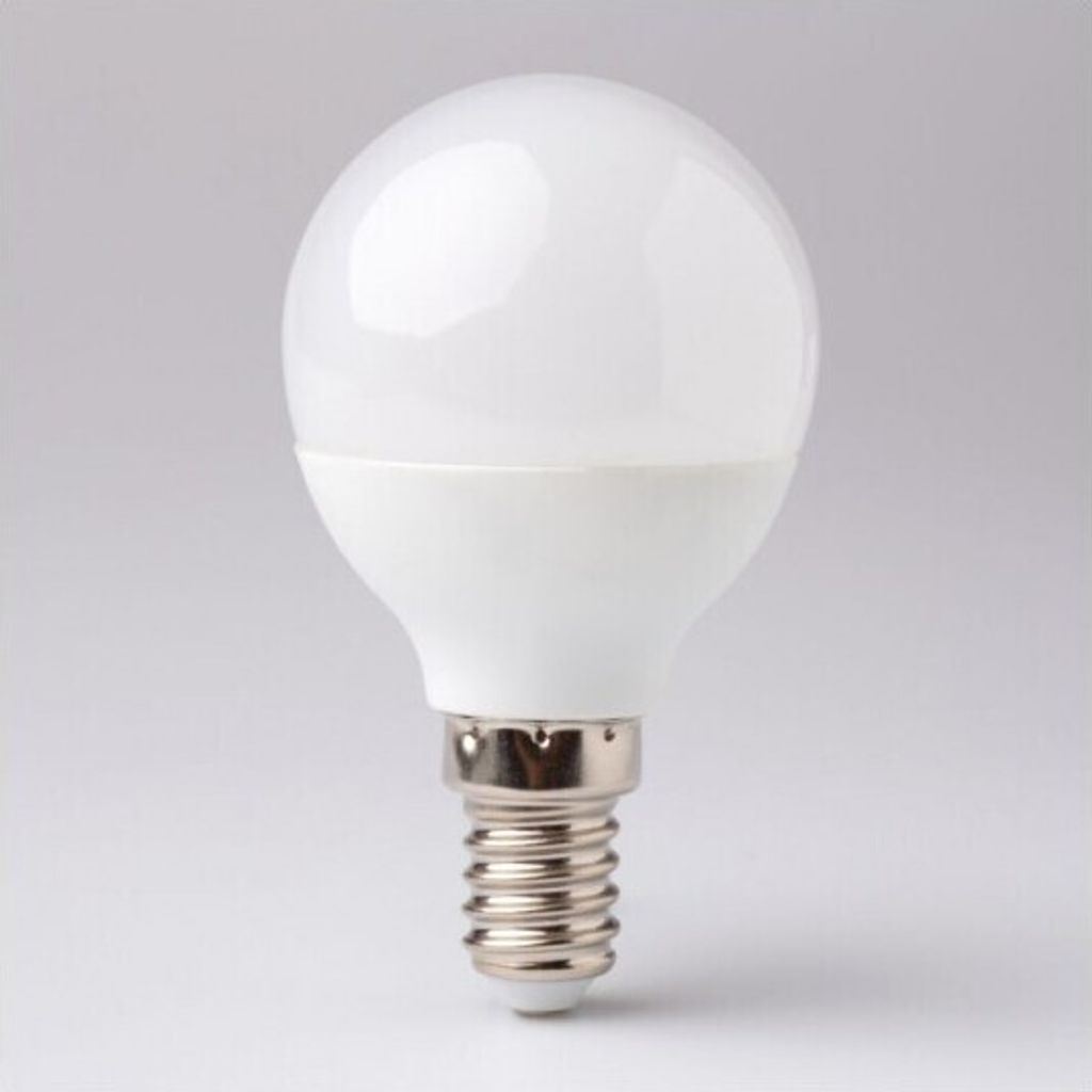 A white LED light bulb with a silver screw base is shown against a plain white background.