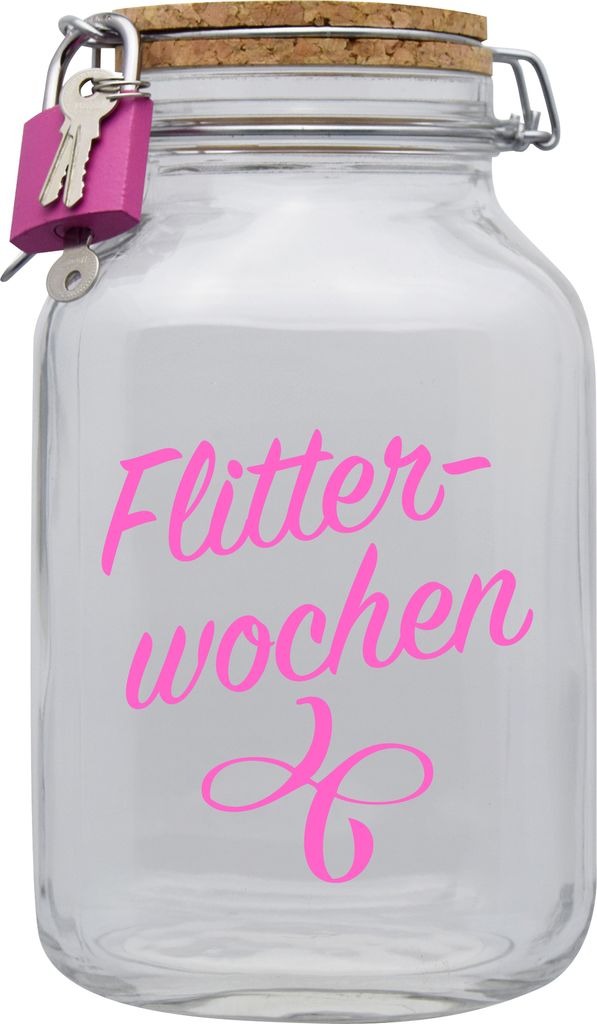 Spardose Geld Geschenk Ideen Flitterwochen Transparent Größe XXL 3 Liter