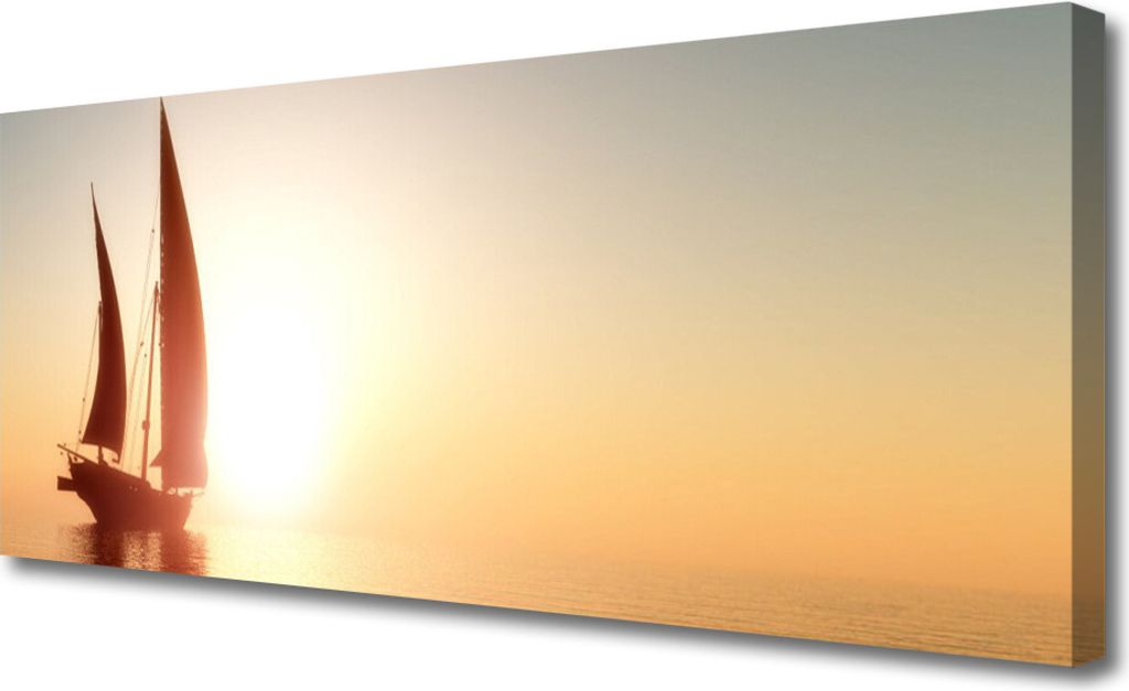 Tulup Leinwand-Bilder 125x50 Wandbild Canvas Kunstdruck Boot Landschaft