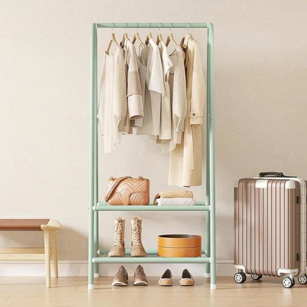 Étagère à vêtements robuste verte en métal pour dressing et chambre