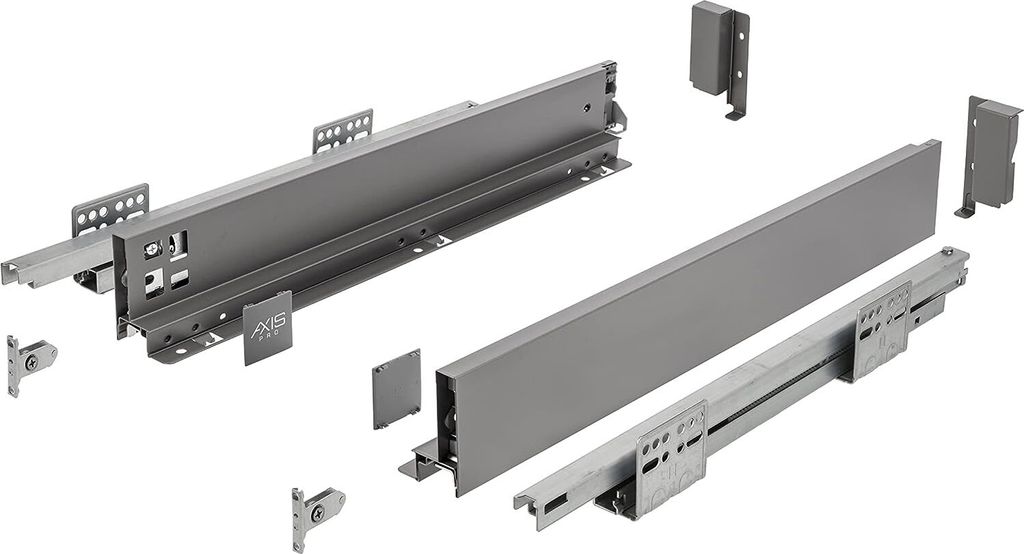 GTV Schubladensystem AXIS PRO, Schubkastengarnitur mit Vollauszug, Anthrazit, Belastbarkeit bis 40 kg, Push to Open mit Synchronisation, den Freien...