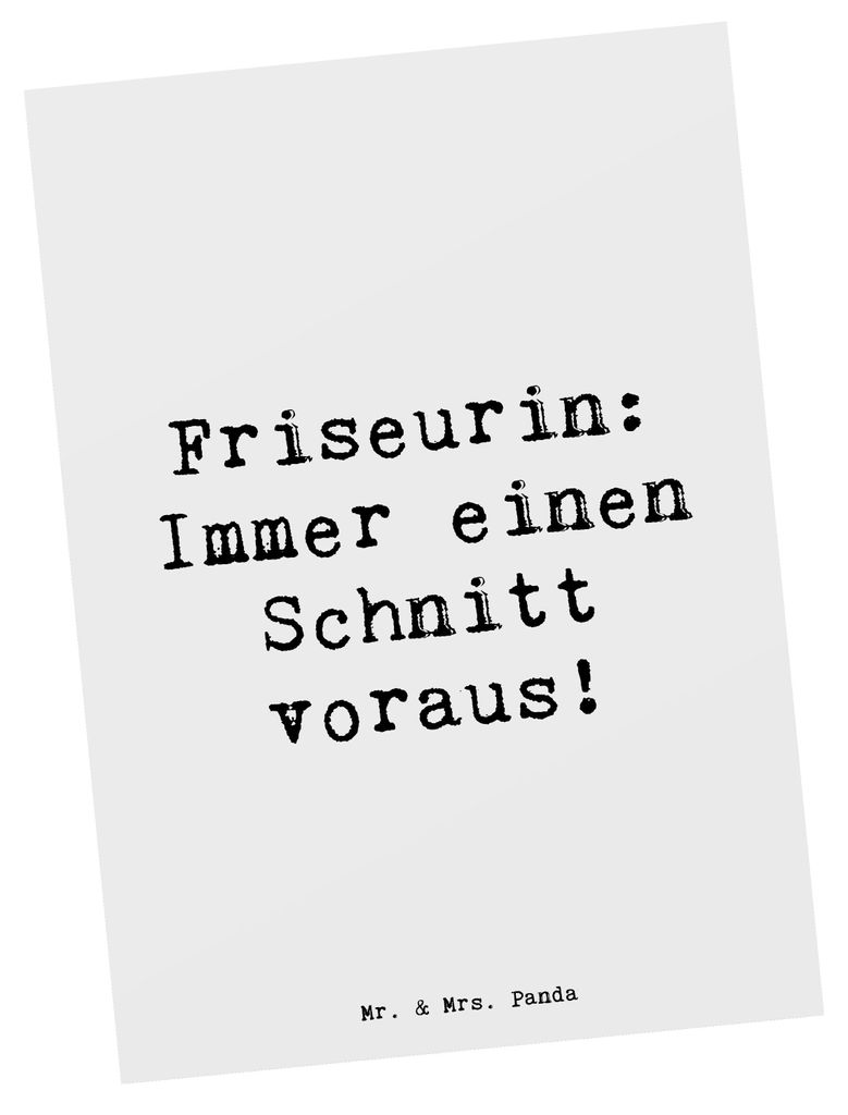 Mr. & Mrs. Panda Postkarte Spruch Friseurin Kunst - Weiß - Geschenk, Schönheit, Ansichtskarten, Geschenke mit Herz, Friseurberuf, Salon, Grußkar...