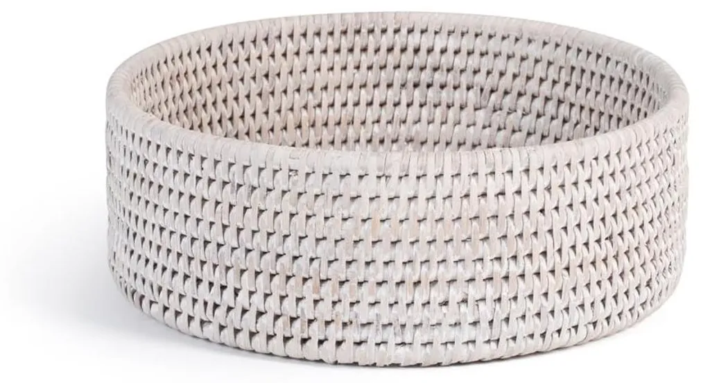 Panier Vide-Poche en Rotin Blanc 22 cm - Organiseur de Bureau et Entrée