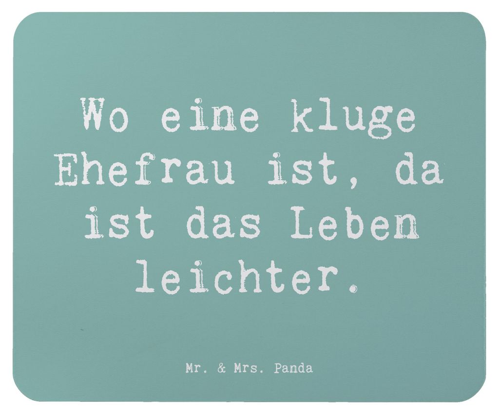 Mr. & Mrs. Panda Mauspad Spruch Kluge Ehefrau - Meeresbrise - Geschenk, Lebensqualität, computer mousepad, Unterstützung, mousematte, handgemacht...