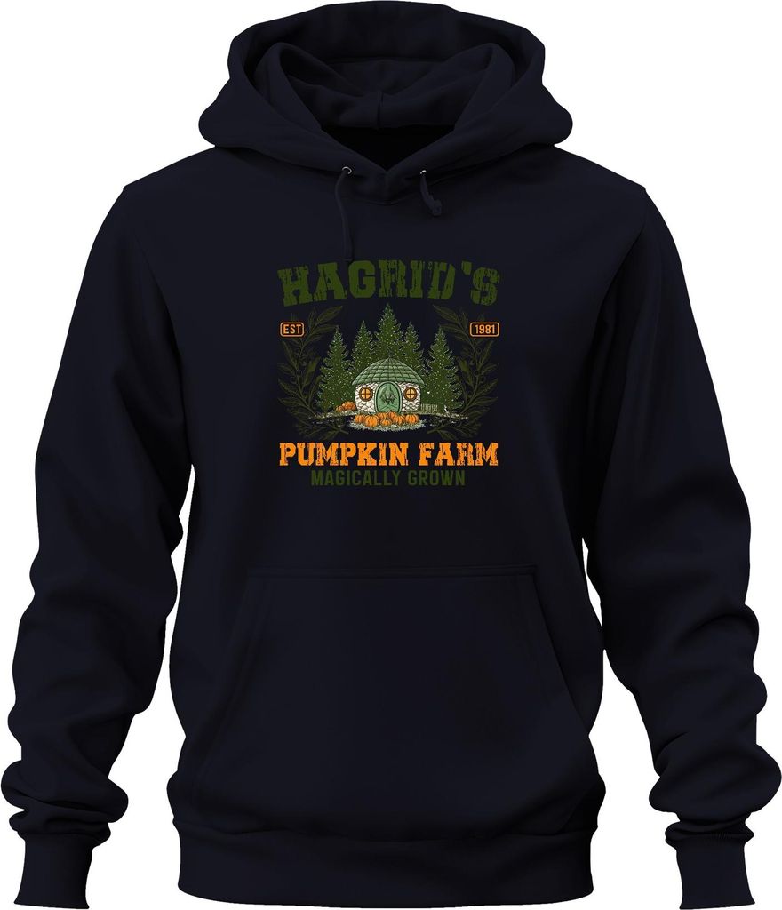 Hagrids Kürbisfarm Magisch Harry Potter Halloween Herbst Vintage Uni Hoodie Kapuzenpullover, Navy, XXL