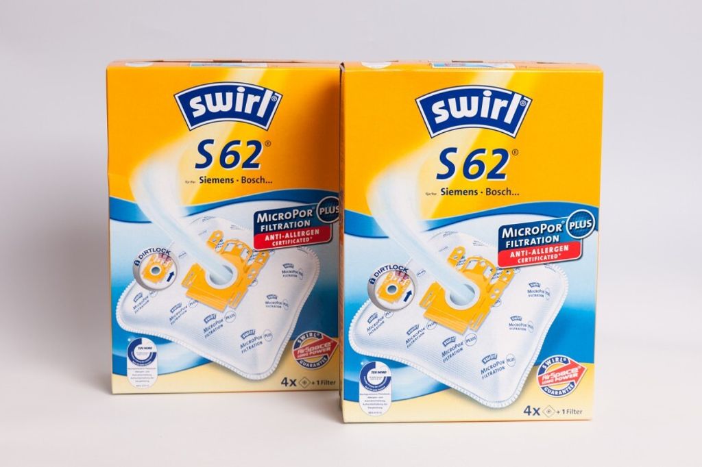 2 Pakete Swirl Staubsaugerbeutel S62 / S 62 EcoPor für Siemens / Bosch Typ: D E F