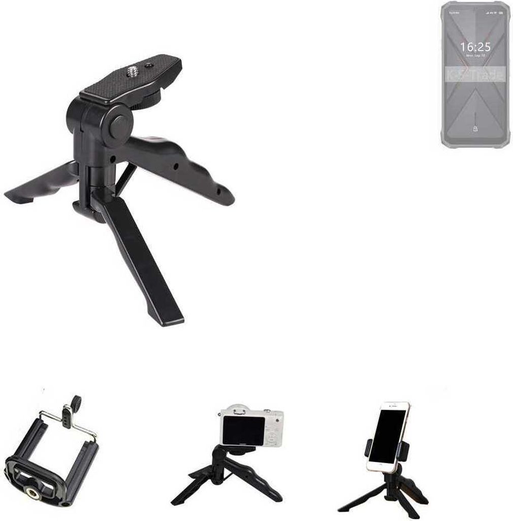 K-S-Trade Stativ Tisch-Ständer Dreibein Handy-Stativ Ständer kompatibel mit Hotwav T7 Mini-Stativ Smartphone Tripod Handy-Stativ aus Plastik schwarz