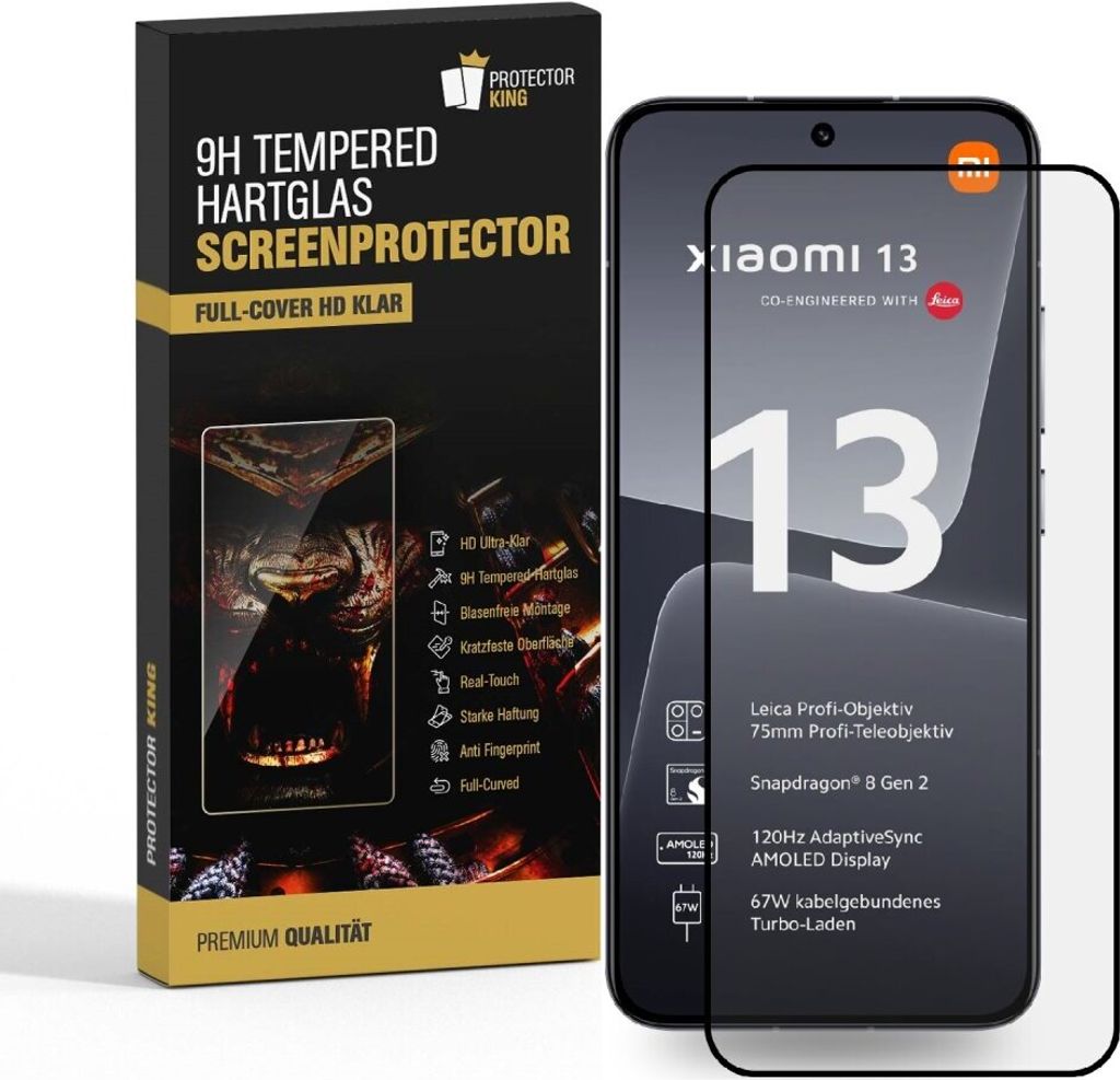 1x 9H Panzerglas für Xiaomi 13 FULL COVER Displayschutz Schutzglas Hartglas Schutzfolie Panzerfolie KLAR Tempered echtes Displayglas Glasfolie Dis...