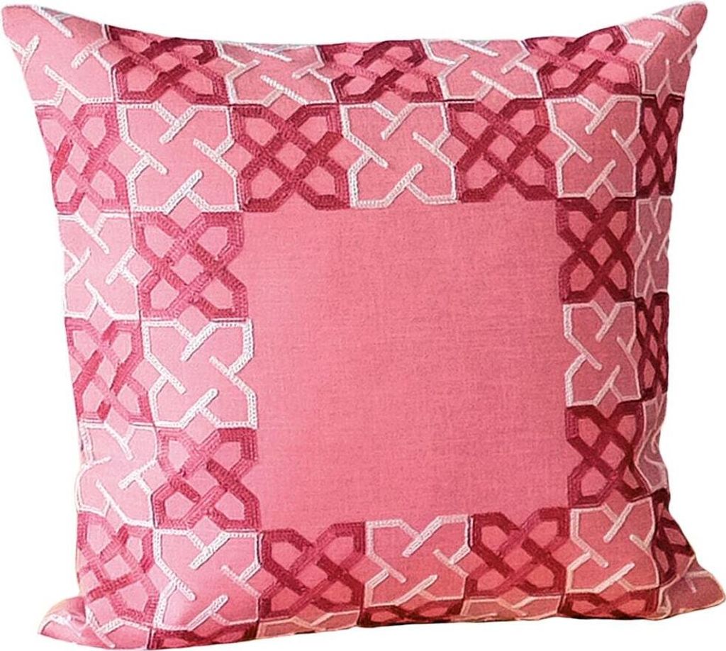 Kissen-Bezug Kurbel-Stickerei rosa silber 40x40 cm