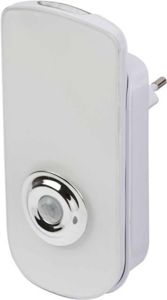 A white plug-in night light with a motion sensor.