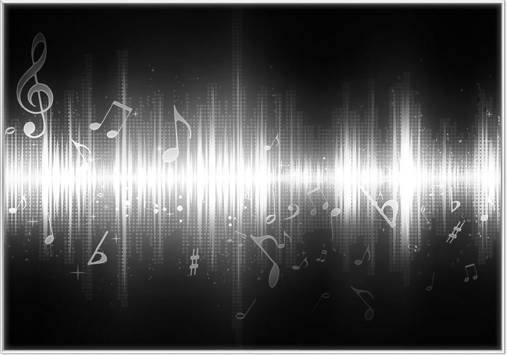 Wallario Wandbild Noten der Musik in schwarz und weiß, Größe: 70,30 x 100,30 cm, Poster mit weißem Kunststoffrahmen