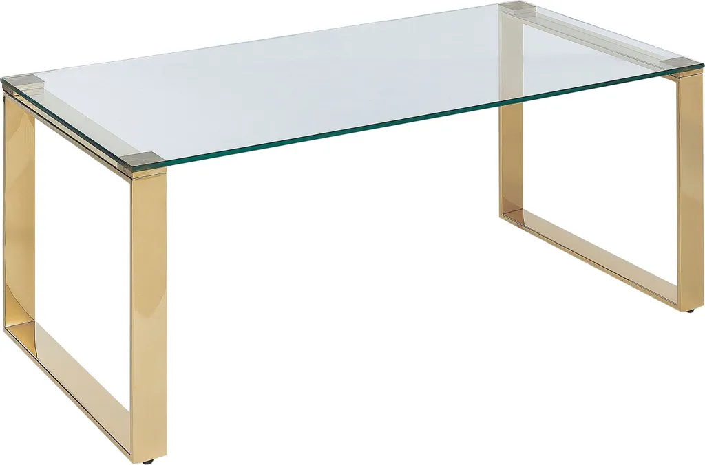 Table Basse de Salon Moderne pour Entrée ou Chambre Plateau Verre Doré