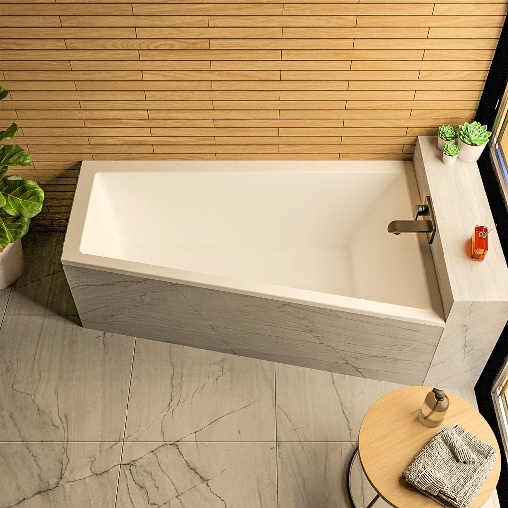 Badewanne Sfera 160 X 95 cm rechts + Styroporverkleidung verfliesbar Eckbadewanne Trapez Wanne Trapezbadewanne eckig Acryl Ablaufgarnitur Silikon