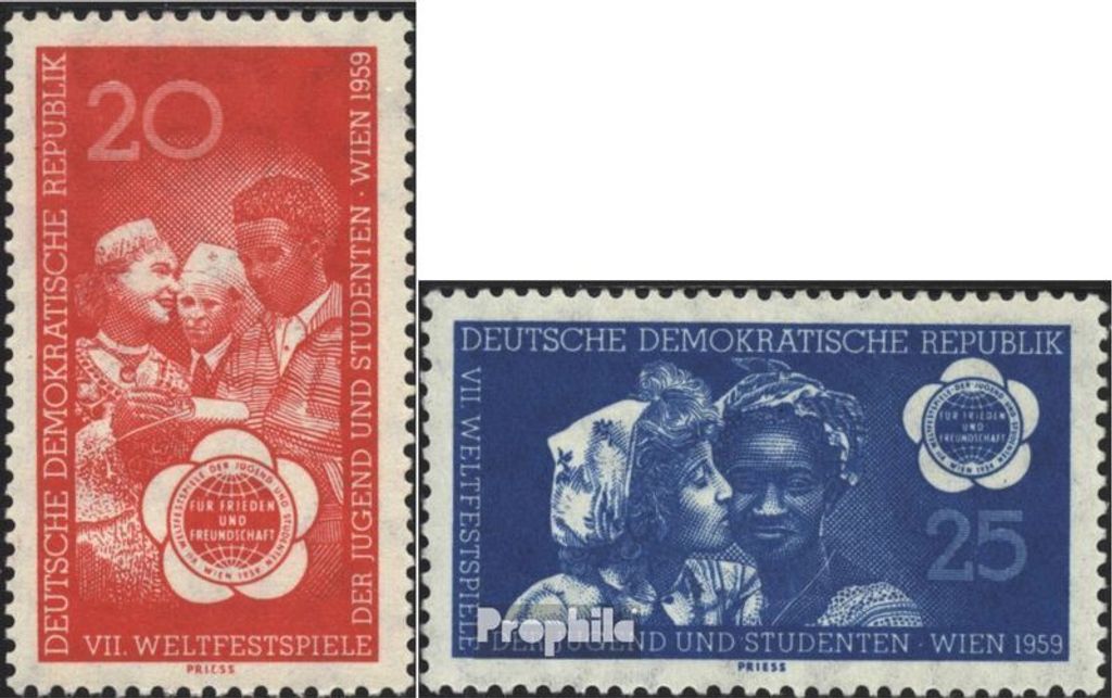 Briefmarken DDR 1959 Mi 705-706 (kompl.Ausg.) FDC Weltfestspiele der Jugend