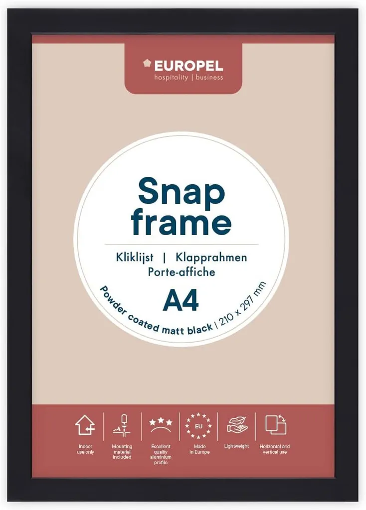 Cornice Nera A4 EUROPEL Premium+ per Diplomi e Foto | Alluminio Elegante