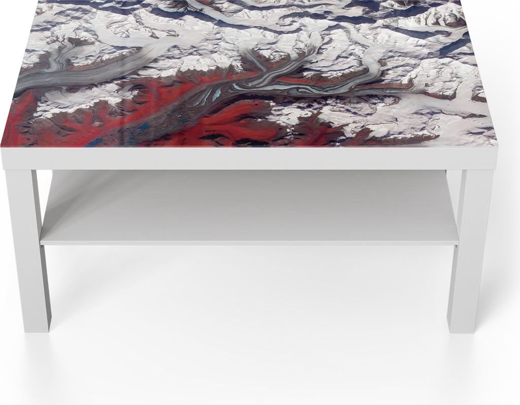 DEQORI Couchtisch 90x55 cm Weiß 'Ästhetik der Erde' Glas Beistelltisch Glastisch modern