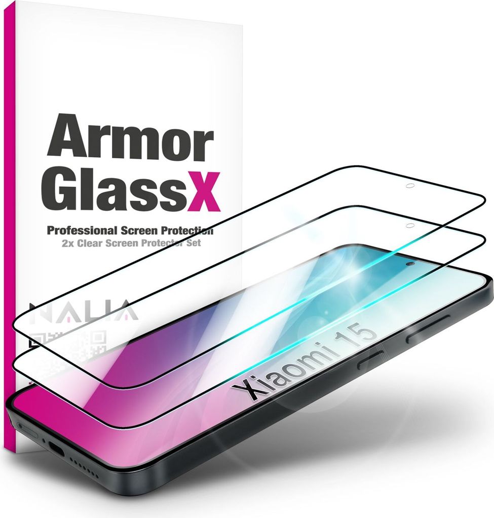 ArmorGlassX für Xiaomi 15 - 2x Display Schutzglas - Transparent mit schwarzem Rahmen