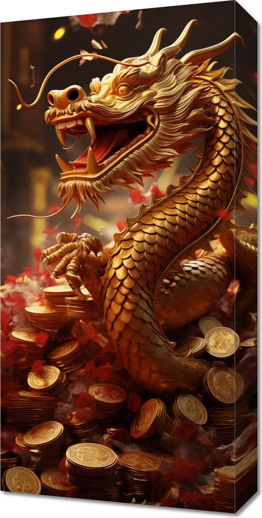 Bild 30x60cm Drache des Reichtums