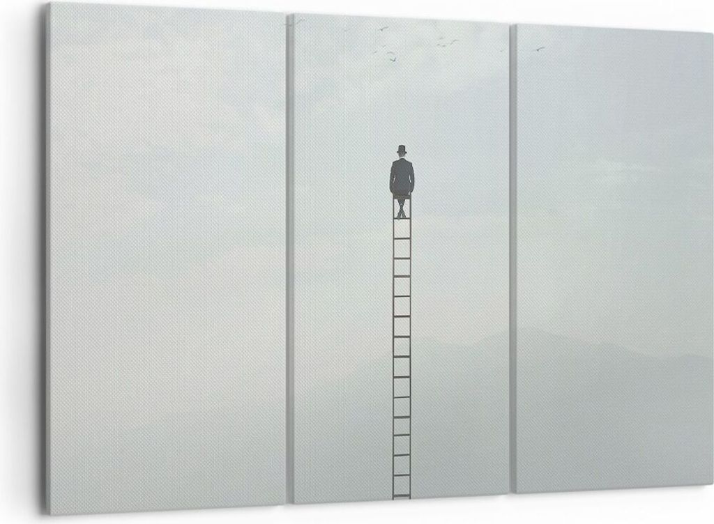 Bild auf Leinwand - Leinwandbild - 3 Teile - Leiter Himmel Symbol - 105x70cm - Wand Bild - Wanddeko - Wandbilder - Leinwanddruck - Bilder - Wanddek...