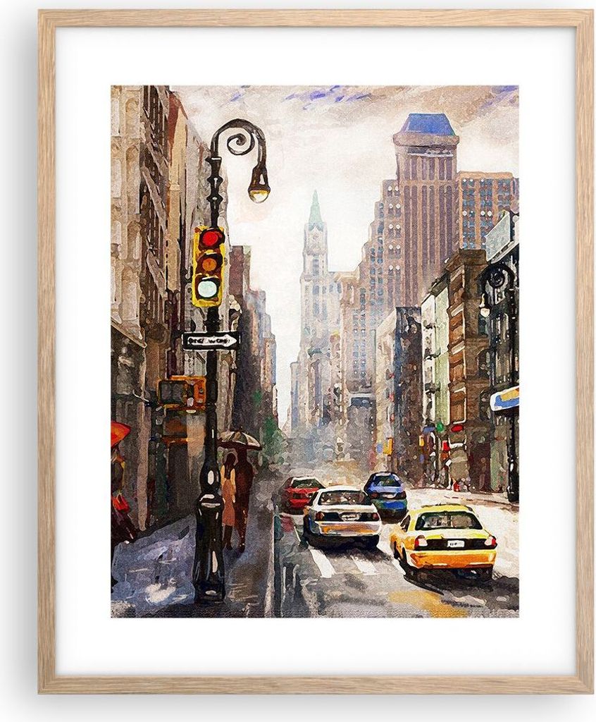 Gerahmtes Poster - Rahmen in heller Eiche - New York Produktbild 
