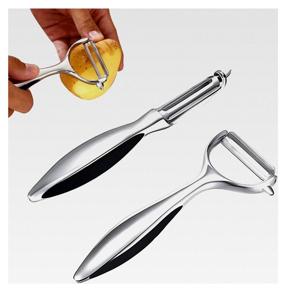 2 Stück Schäler, Edelstahl Zweischneidig Pendelklinge, Kartoffelschäler und Gemüseschäler, Universalschäler für Obst und Gemüse