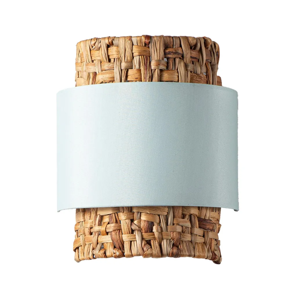 Lampada da Parete Vintage VÉLA Rattan e Verde Acqua E27 con Spina
