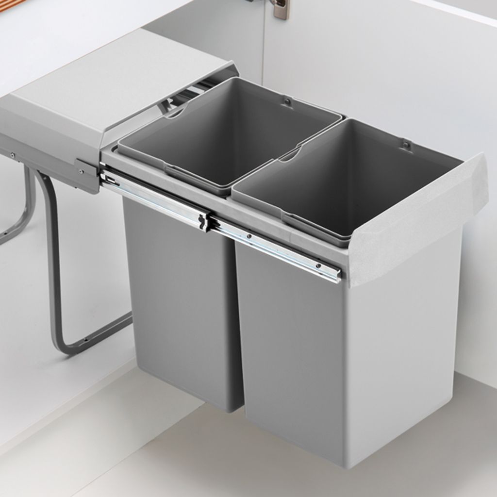 Wesco Double deluxe. Abfallsammler, alu grau. - Mülleimer