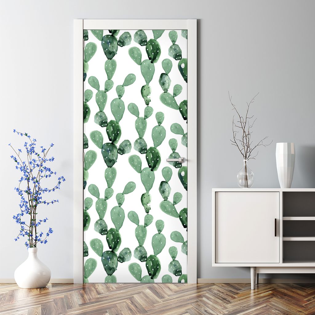 Dekorative Tür Wandaufkleber Wandtattoo selbstklebend Klebefolie dekoration Opuntie Kaktus 85 x 200 cm