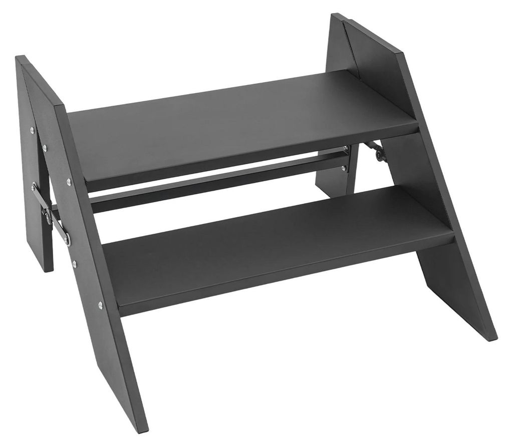 Wohnmobil Trittleiter - Klapptritt 2-stufig - 150 kg Tragkraft - Rutschfest - Kohlenstoffstahl - 68,5×66×42 cm - Schwarz