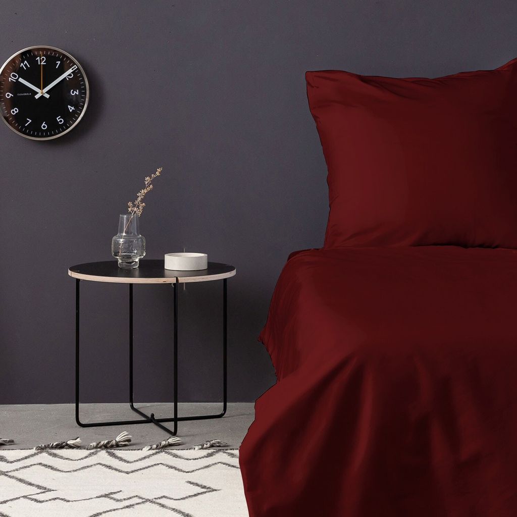 L'Essentiel Linge de Maison, De Maroon, Satin-Einzelbettbezug-Set (FR), Kastanienbraun, 100 % Baumwollsatin, 140 x 200 cm