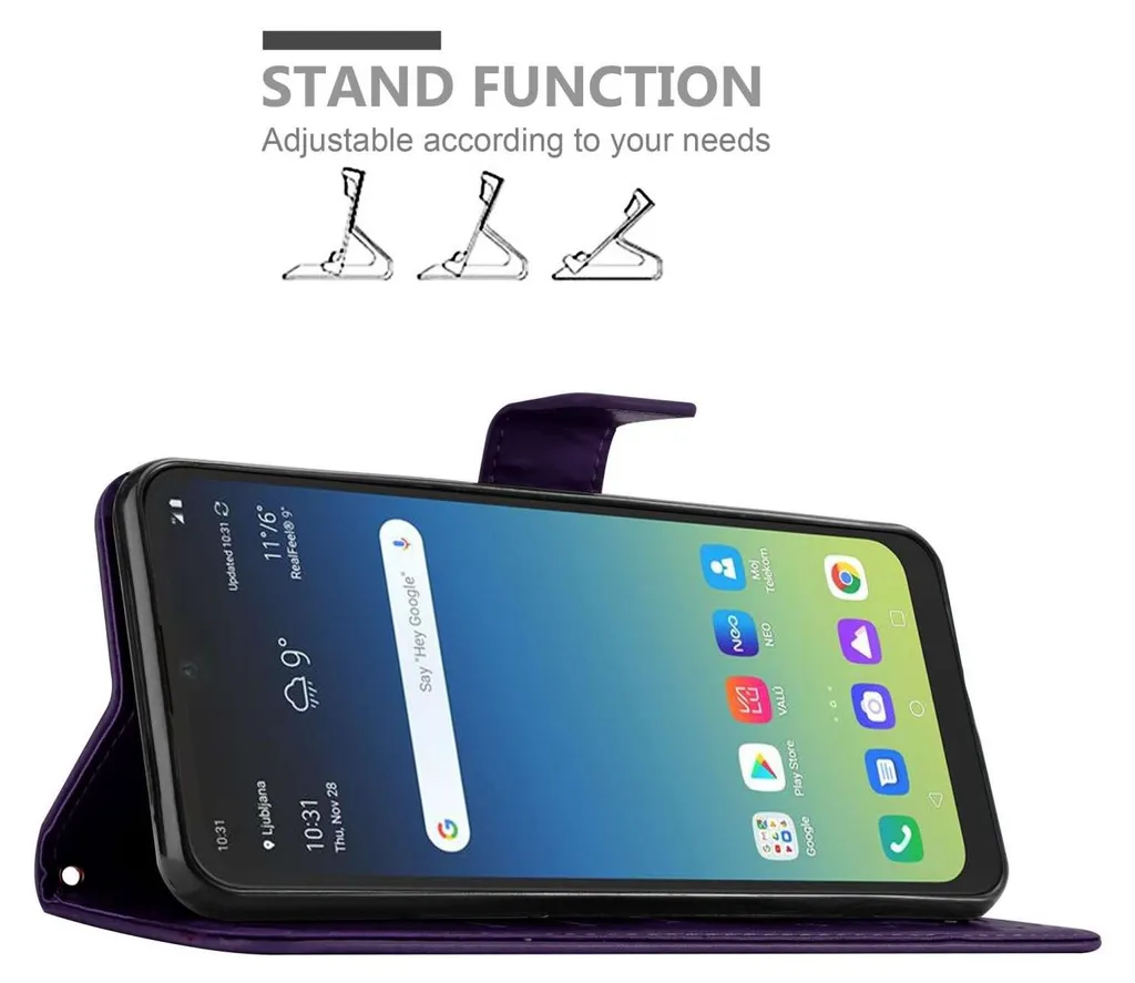 Cadorabo cover per Google PIXEL 5 in TURCHESE FLOREALE Cover protettiva in design floreale con chiusura magnetica, funzione stand e slot per carte di credito Flip Case Flower Cover Etui Handy Klapp Hülle Book Tasche - 3