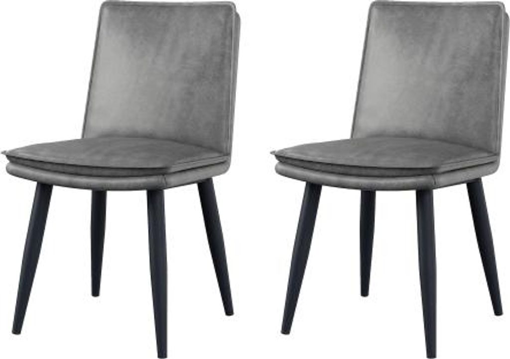 2 Esszimmerstuehle 49x57x84cm PolyurethanDoppellagige Kissen Bequem Weich Grau Modern Essstuhl Essbereich Tischstuhl Kuechenstuhl Sitzgelegenheit E...