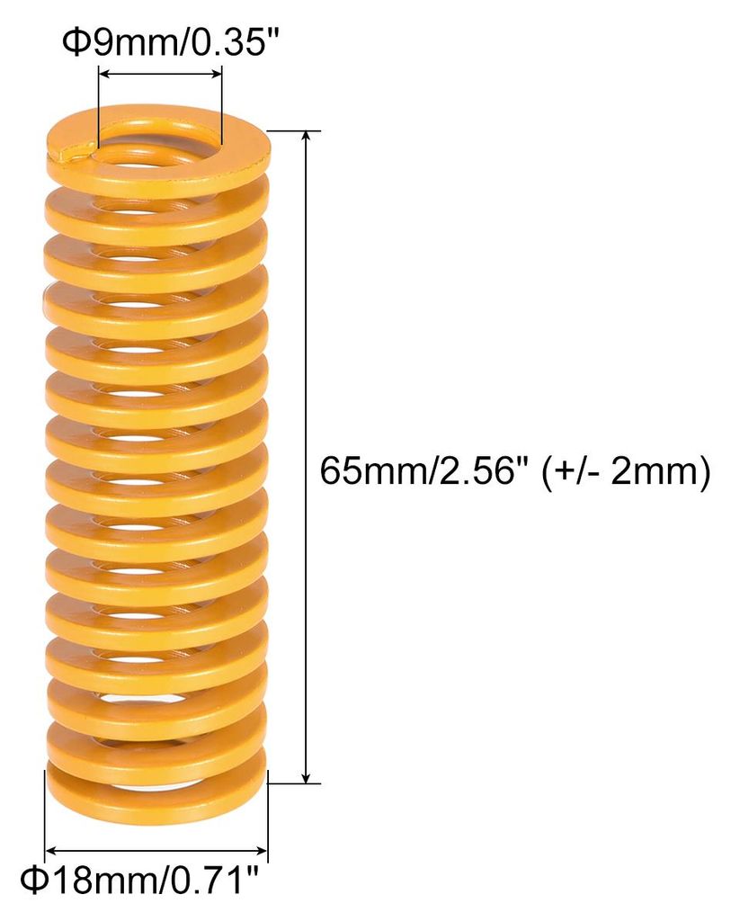 2 Stš¹ck 3D-Druckfedern 18mm AD 65mm lang Gelber Druckfeder 3D-Drucker Zubeh?r Feder Federn Zugfeder Zugfedern Spiralfeder Spiralfedern Lichtlast...