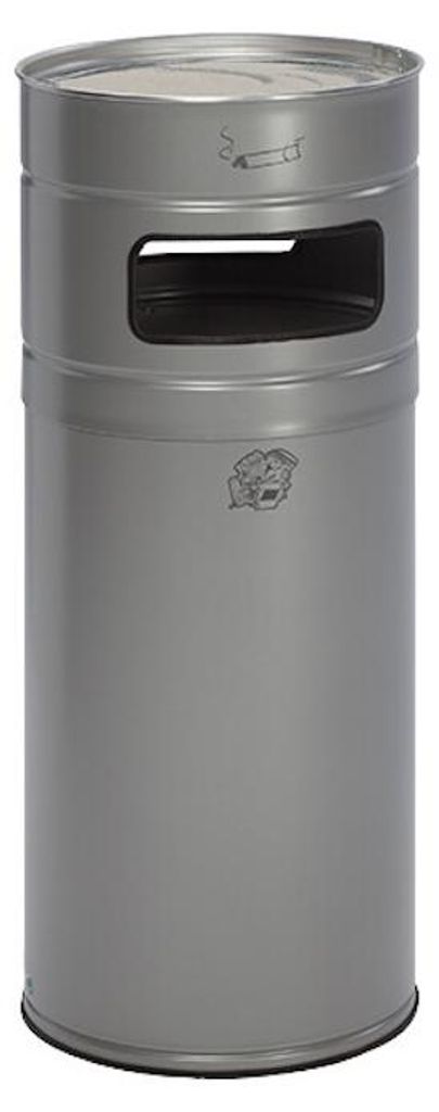 Robuster Kombiascher mit 2-Fach-Einwurf | 104 Liter, HxBxT 99x43,5x43,5cm | Verzinkter Stahl | Silber