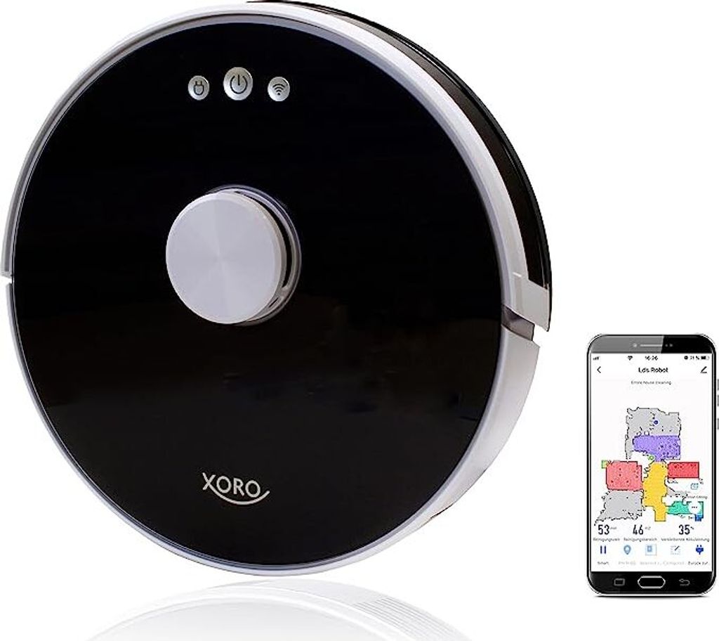 XORO HSR 200 Leistungsstarker Saugroboter Wischfunktion, Lasernavigation, Alexa/Google Home, Echtzeit Mapping, Staubsauger-Roboter ideal für Tierh...