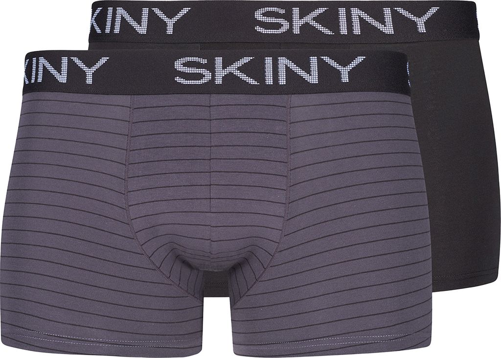 SKINY Herren Boxer Short, 2er Pack - Trunks, Pants, Baumwolle Stretch Grau S
